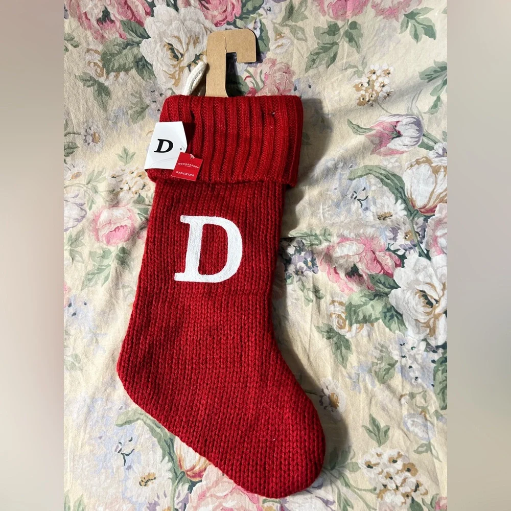 Target Red Knit Christmas Stocking with White Initial